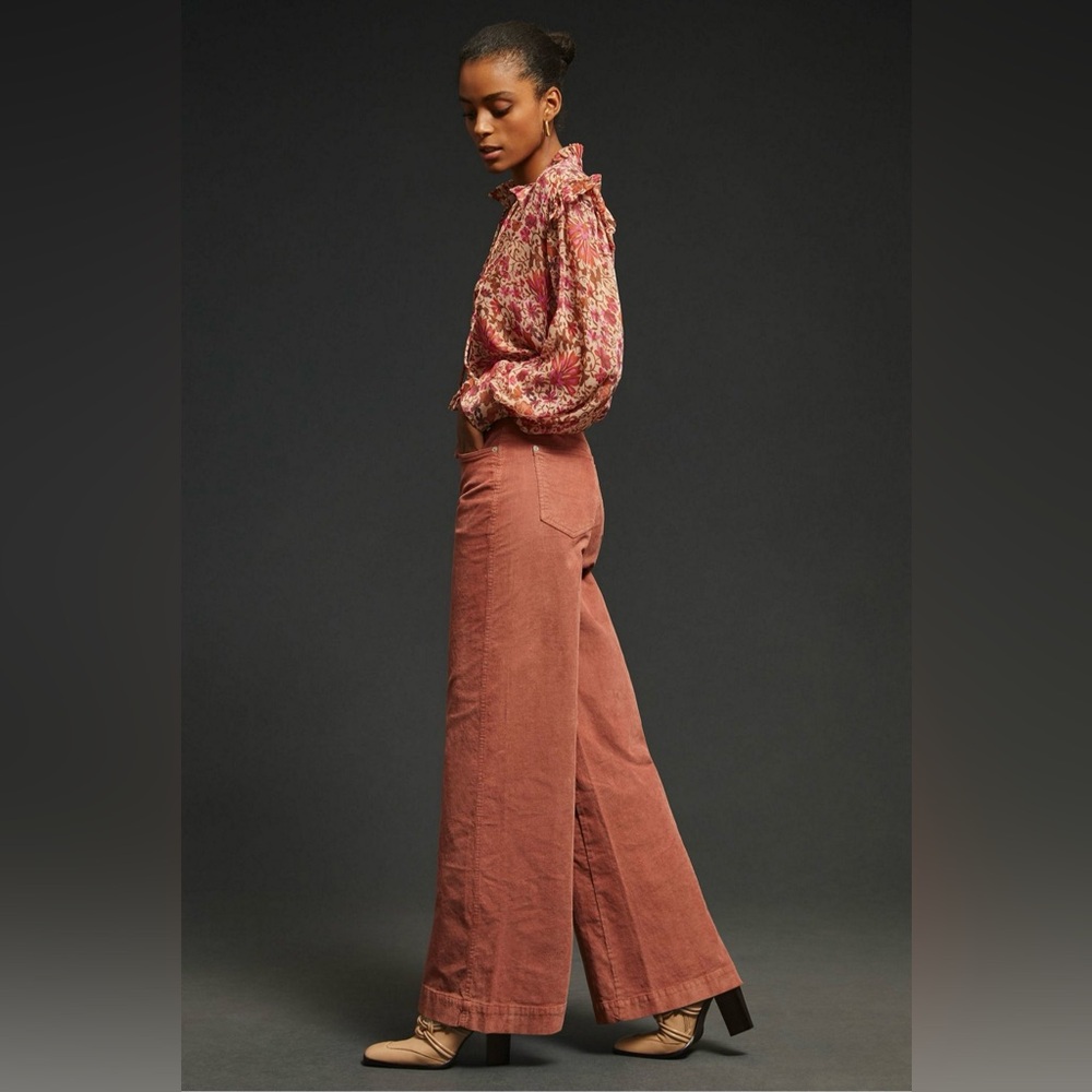 Pilcro Wide-Leg Corduroy Pants in Dusty Pink